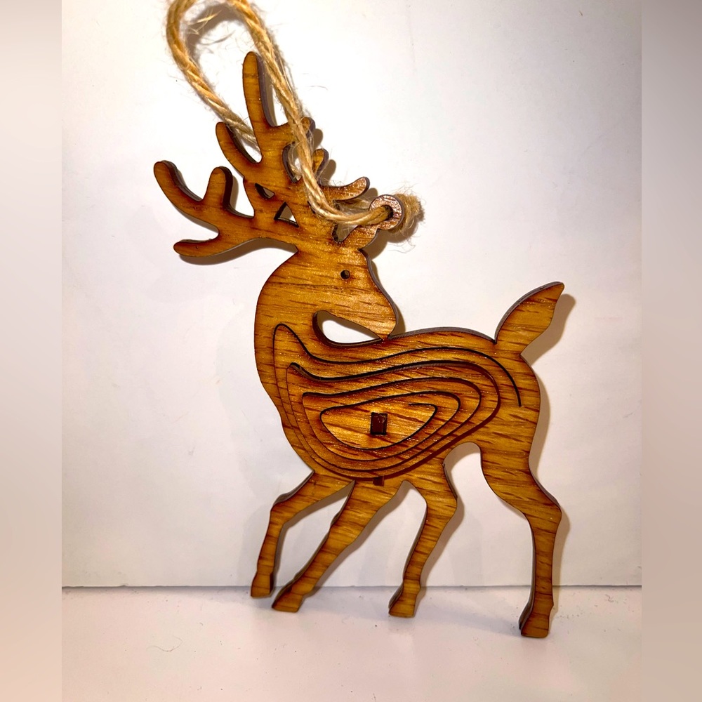 Reindeer Christmas Ornament - Wood - Large - 6"x4.5"x.2"